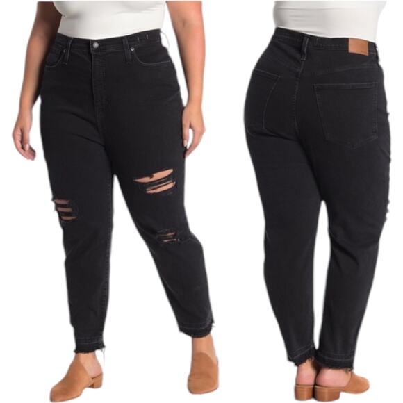 Madewell High Rise The Mom Jeans Renley Black Wash Size 37 - Picture 1 of 10